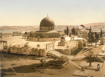 View of the Temple Mount with the Dome of the Rock and the El Aqsa Mosque, Jerusalem, c.1880-1900 by Swiss Photographer